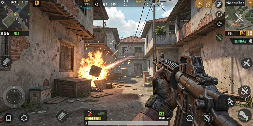 Screenshot menunjukkan aksi mendebarkan dalam gameplay 333666.
