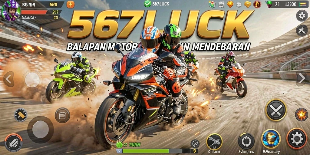 Tampilan action-packed dari gameplay balapan motor di 567LUCK.
