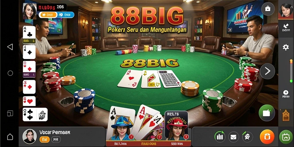 Tampilan screenshot permainan Poker di 88BIG yang mendebarkan.