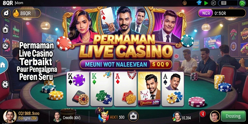 Screenshot tampilan permainan Live Casino di 8QR yang menarik dan interaktif.