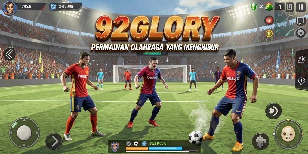 Tampilan gameplay 92GLORY dengan aksi olahraga yang seru.