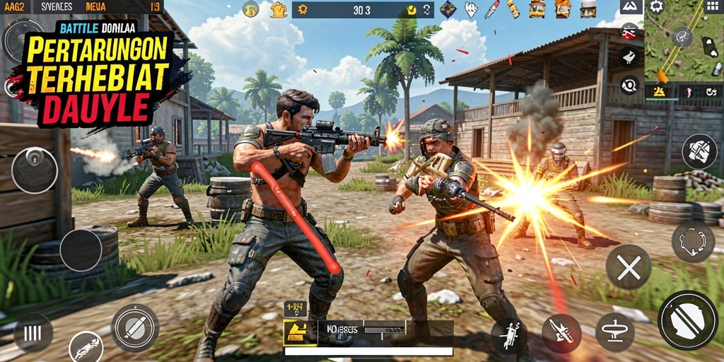 Tampilan gameplay seru dari AA62 dalam pertempuran Battle Royale.