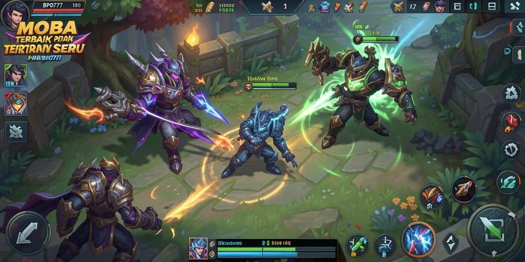 Tampilan gameplay seru dalam BPO777 yang menggambarkan aksi MOBA yang mendebarkan.