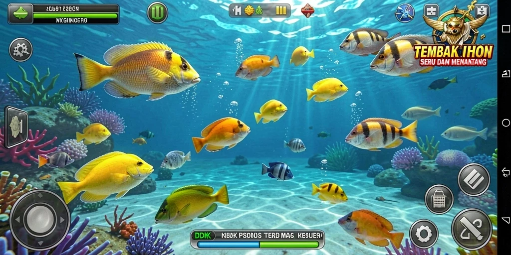Tampak seru gameplay DKK saat menembak ikan berwarna-warni.