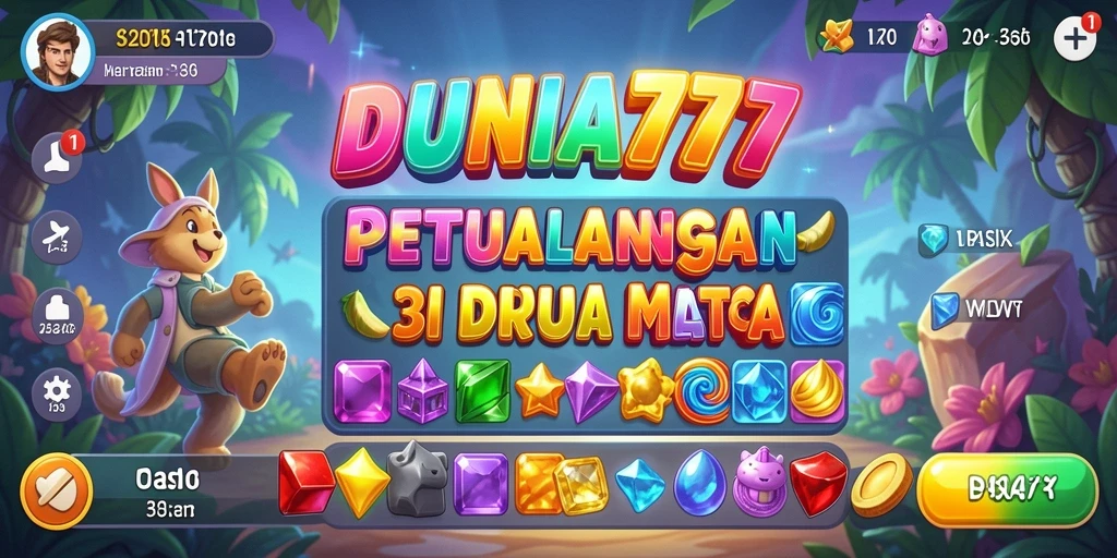 Tangkapan layar gameplay DUNIA777 menampilkan kombinasi menawan di Match-3.