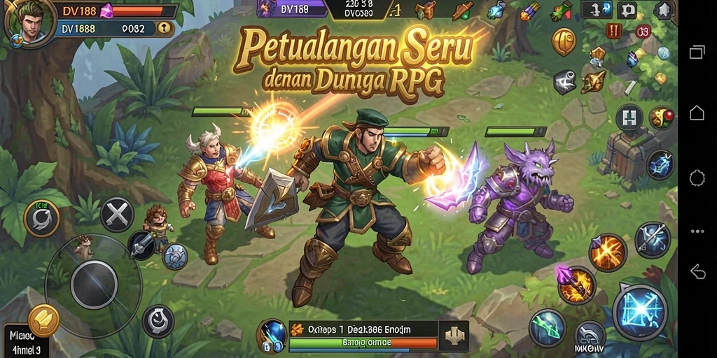 Screenshot gameplay menunjukkan aksi mendebarkan dalam dunia RPG.