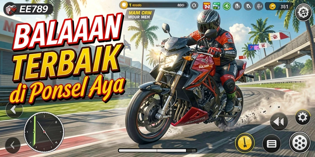 Gameplay balapan motor yang mendebarkan dan seru.