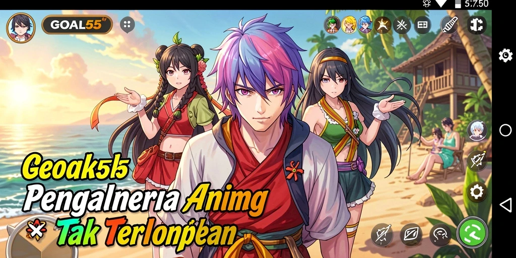 Tangkapan layar dari gameplay seru GOAL55 dengan karakter Anime menawan.