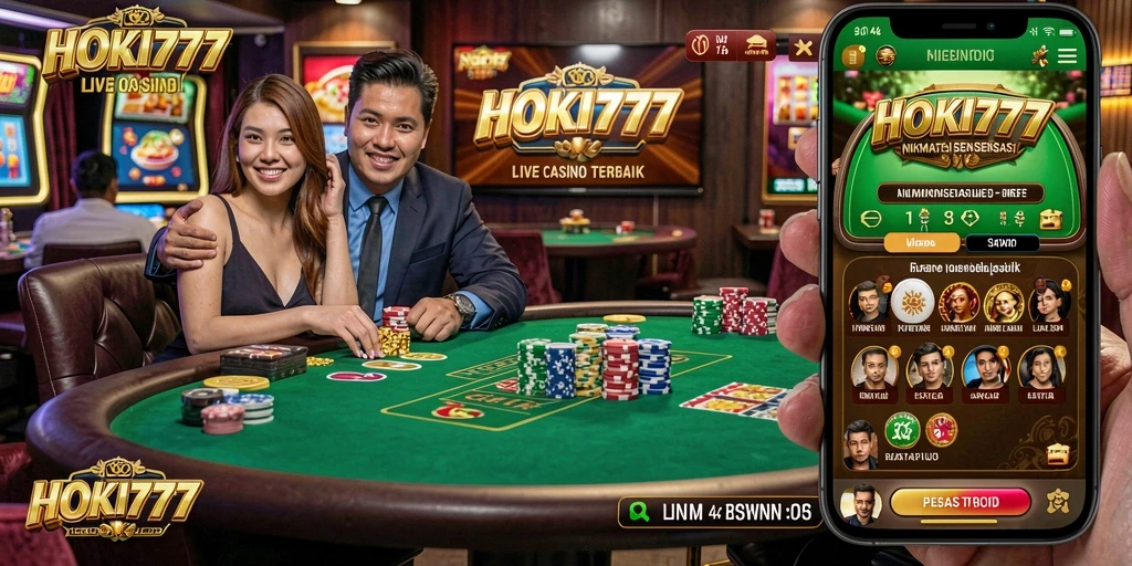 Tampilan menarik dari gameplay HOKI777 yang menampilkan dealer langsung.