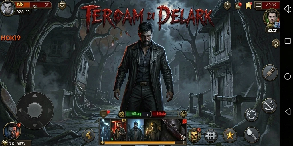Screenshot utama HOKI9 menampilkan suasana menyeramkan dengan gameplay yang mendebarkan.
