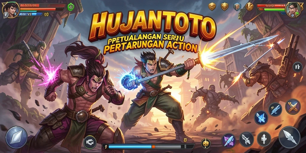 Gameplay seru HUJANTOTO dengan pertarungan intens.