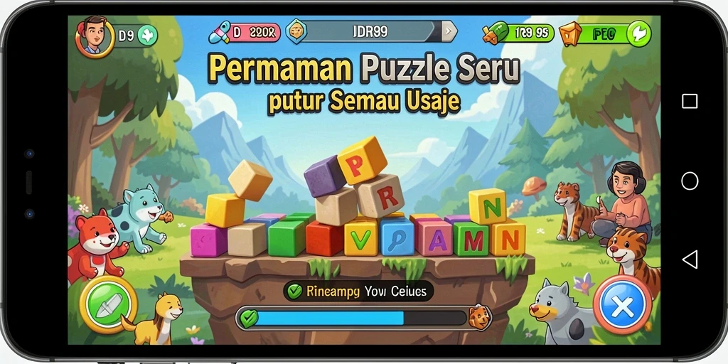 Tampilan gameplay IDR89 dengan puzzle yang menarik dan berwarna-warni.
