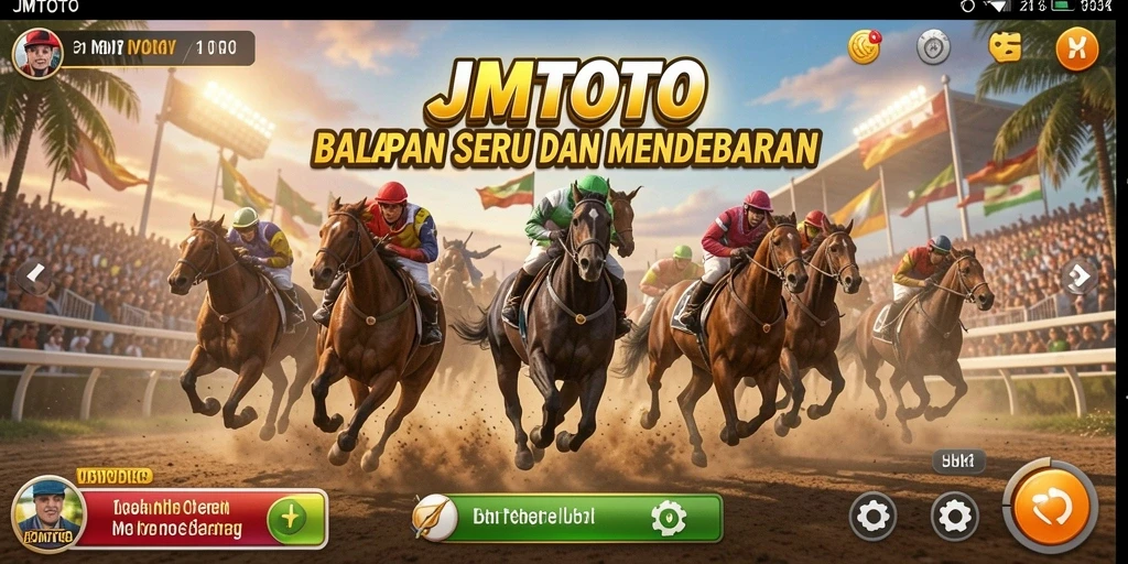 Tampilan gameplay balapan seru dalam JMTOTO yang memukau.