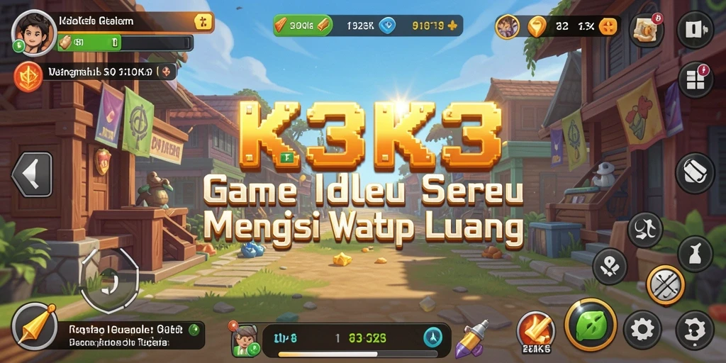 Screenshot gameplay K3K3 menampilkan kemajuan karakter dalam mode Idle.