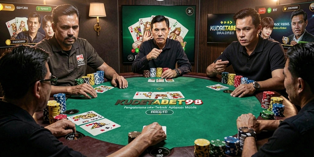 Screenshot gameplay KUDETABET98 menampilkan aksi poker yang mendebarkan.