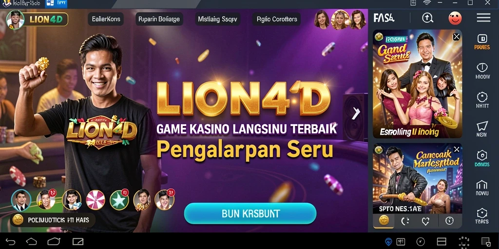 Tampilan layar permainan LION4D yang menarik dalam suasana kasino langsung.
