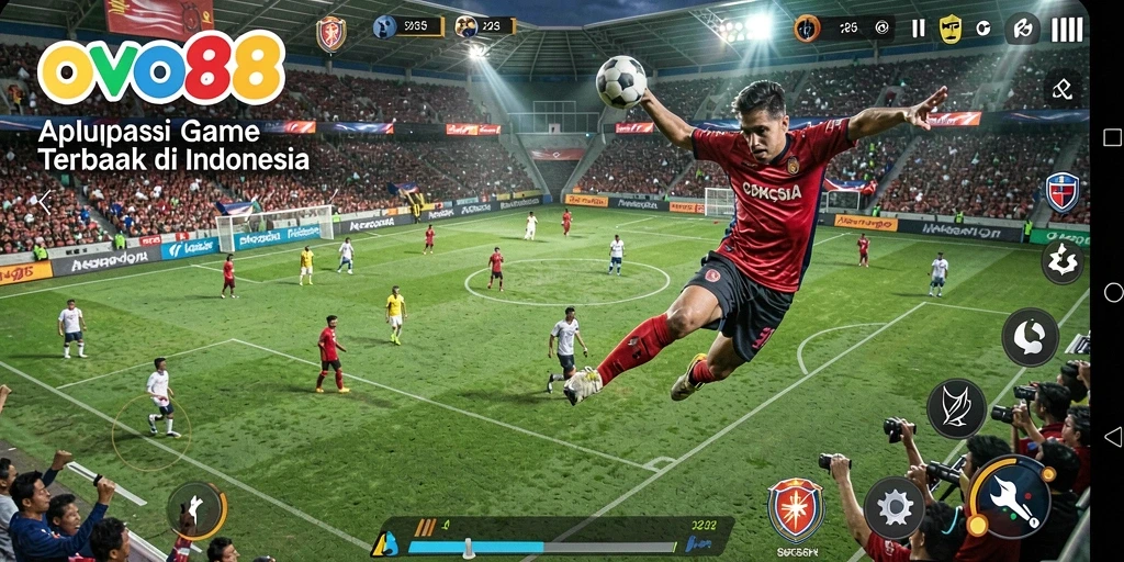 Tangkapan layar OVO88 menampilkan aksi seru dalam permainan Football.