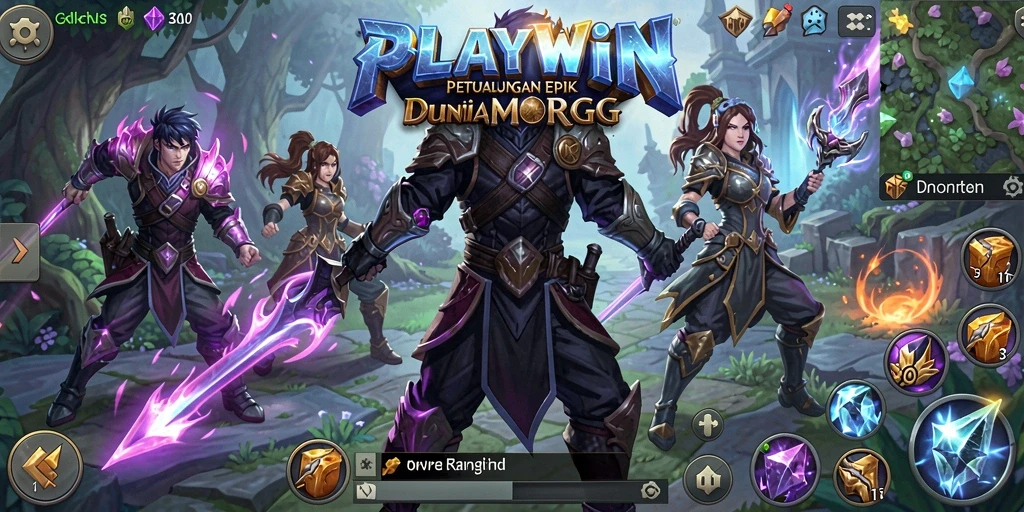 Tampilan seru dari dunia PLAYWIN dengan pertempuran epik.