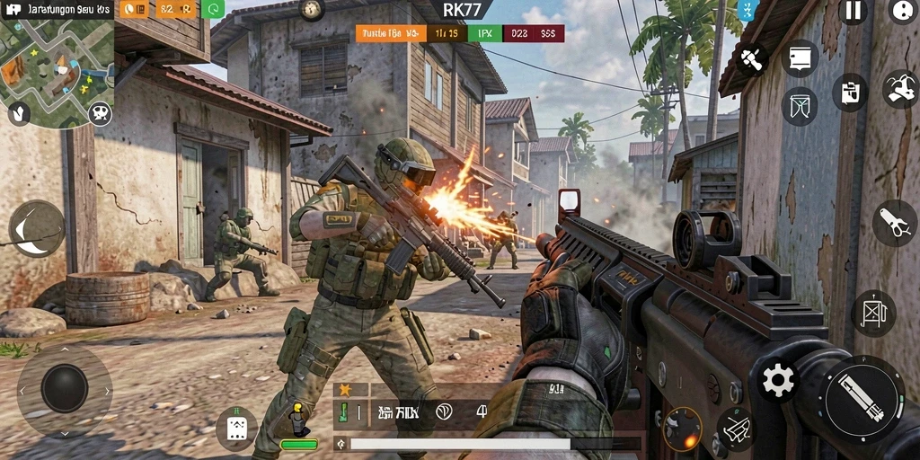 Tangkapan layar dari gameplay RK77 yang menampilkan aksi seru dan grafis menawan.