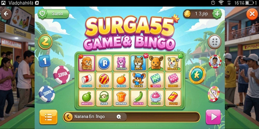 Tampilan gameplay SURGA55 dengan pemain berinteraksi dalam permainan Bingo.