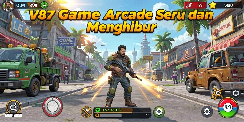 Screenshot utama V87 menampilkan gameplay menarik yang penuh aksi.