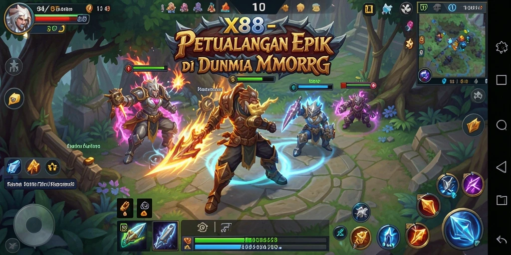 Screenshot utama X88 yang menampilkan gameplay MMORPG yang memukau.