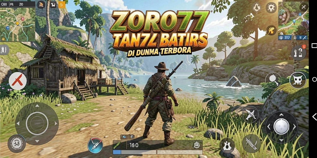 Tangkapan layar gameplay ZORO77 yang menunjukkan eksplorasi di dunia terbuka.